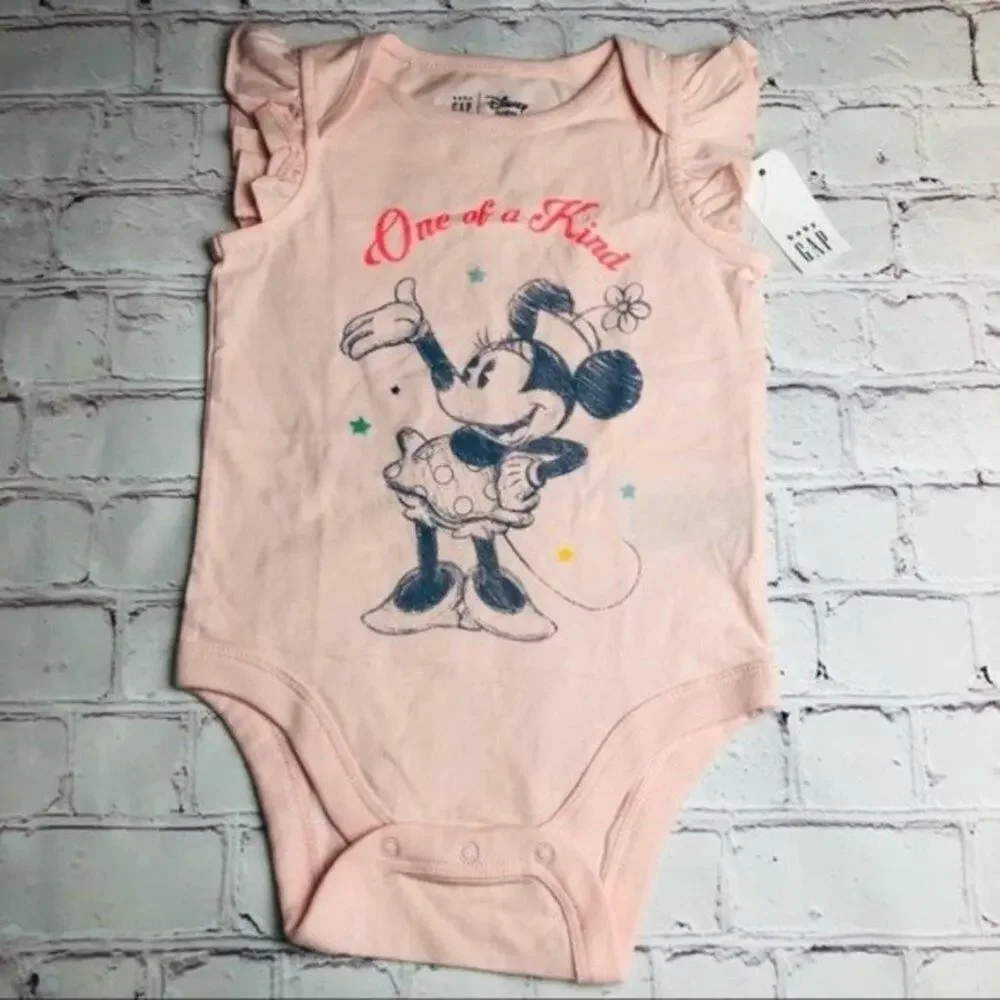 Baby Gap Girls Pink Minnie Mouse Onesie Sz 12-18 M